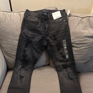 Aeropostale Men's Charcoal Distressed Skinny Jeans
